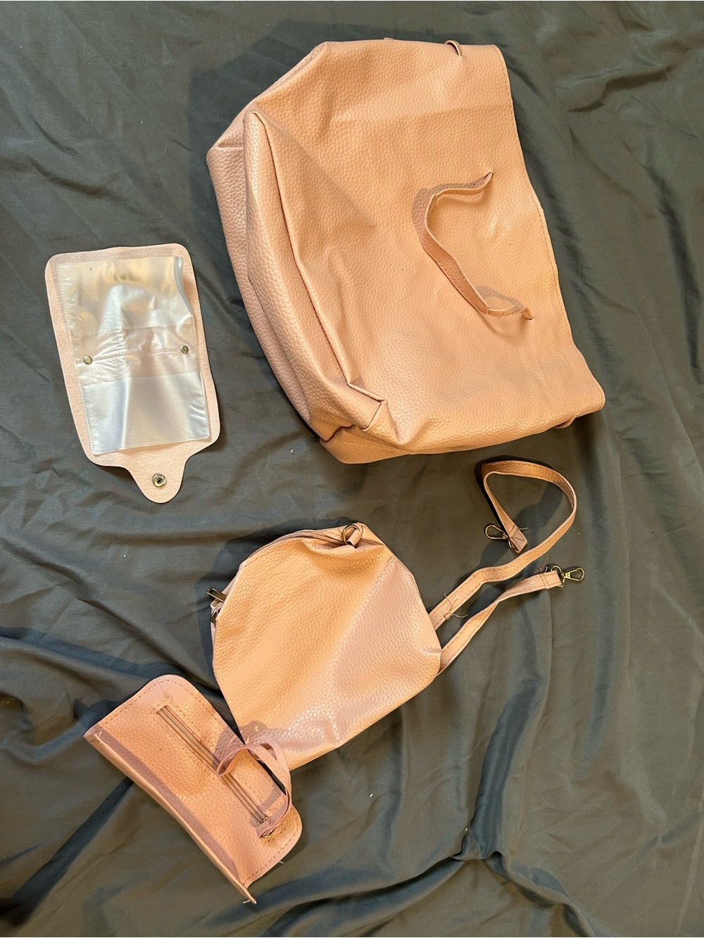 unbranded 4-piece pink faux-leather handbag set